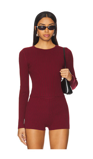 Aine Knit Crewneck in Burgundy | Revolve Clothing (Global)