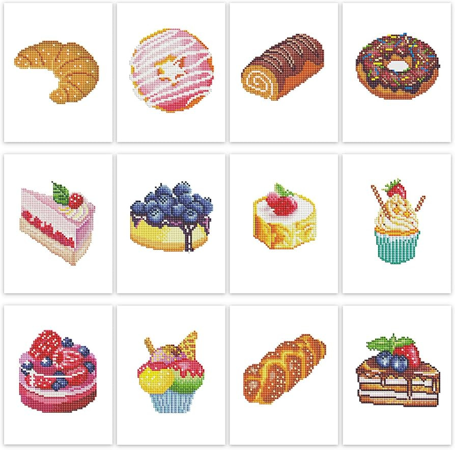 PeakLuv 12 Pcs Small Diamond Art Kits, Cake Mini Diamond Painting Kits for Adults Beginners, 5D D... | Amazon (US)