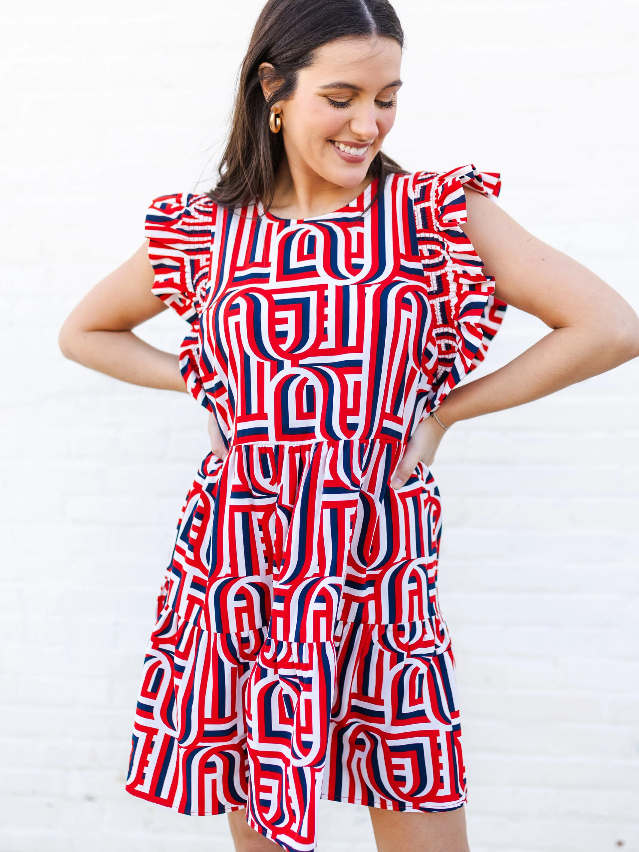 Everly Dress | Catch A Wave Red + Blue | Michelle McDowell