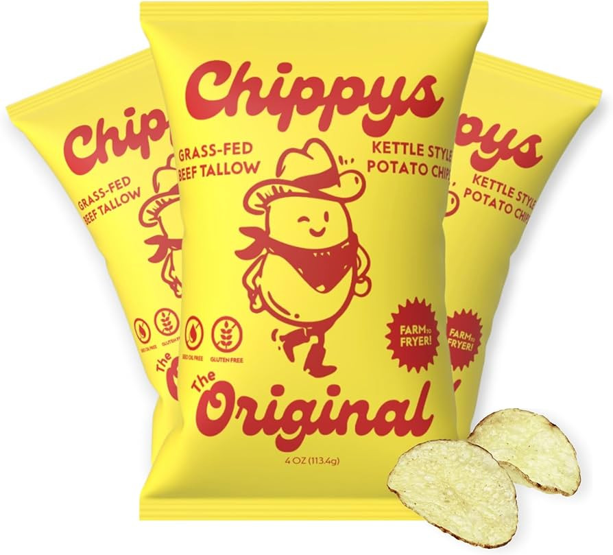 CHIPPYS – Grass-Fed Beef Tallow Potato Chips – The Original (Sea Salt) – Kettle-Cooked, See... | Amazon (US)