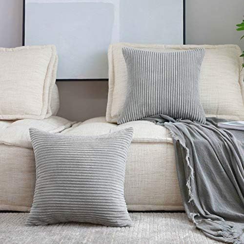 Home Brilliant 2 Pack Striped Soft Velvet Corduroy European Throw Pillow Sham for Sofa Couch Benc... | Amazon (US)