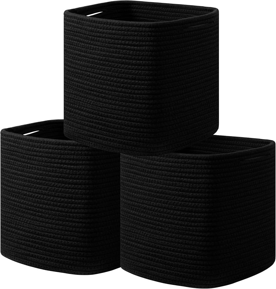 joybest Black Storage Basket Bins, Woven Baskets for Storage, Cube Organizer for Shelves, Toys, C... | Amazon (US)