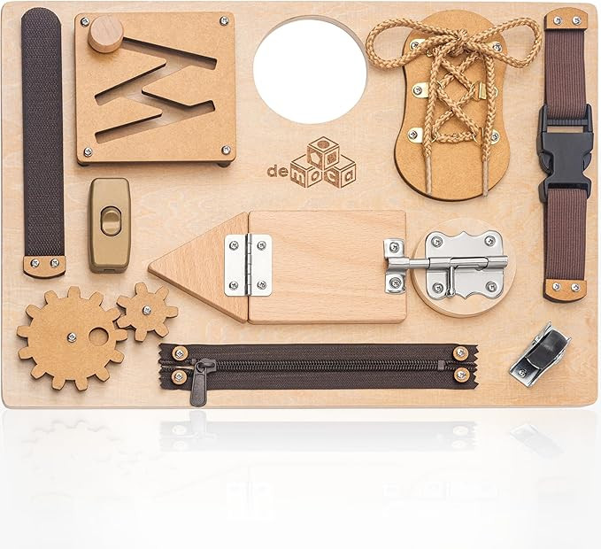 deMoca Sensory Busy Board for Toddlers, Premium Wooden Toddler Busy Board for 1 2 3 Year Old with... | Amazon (US)