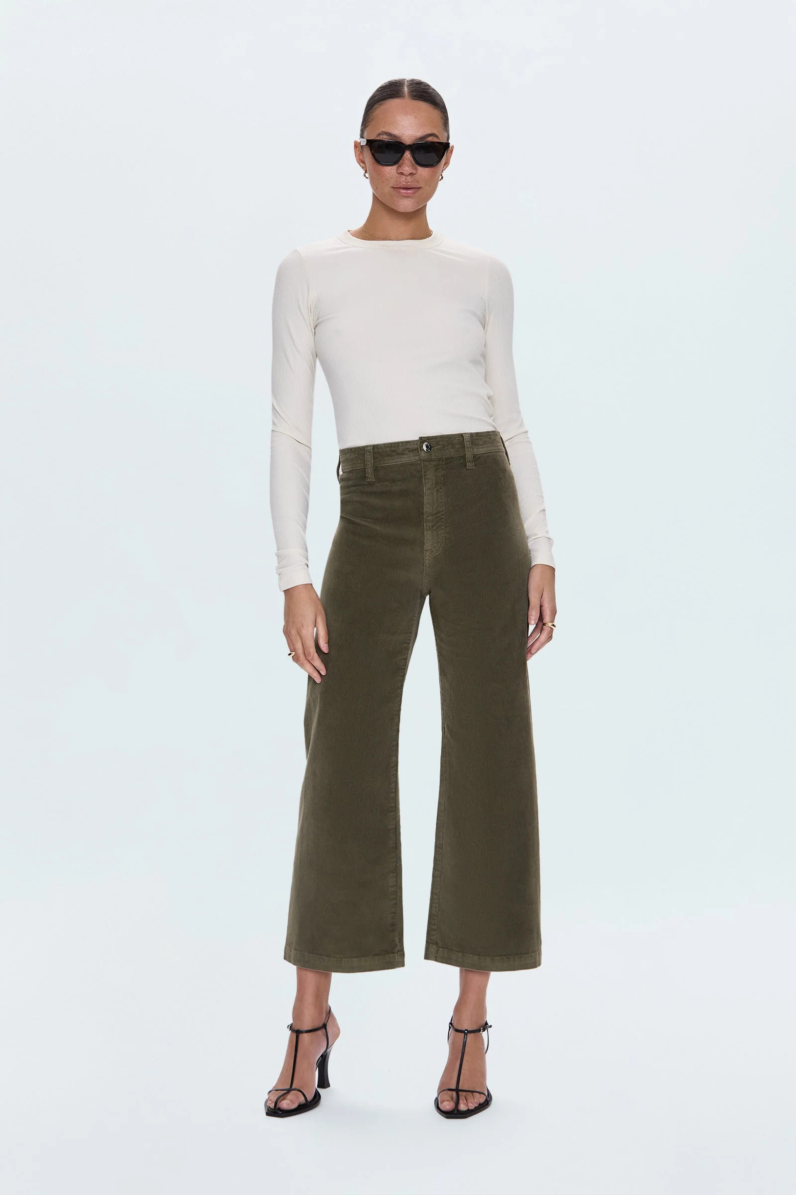 Pistola - Penny Crop High Rise Wide Leg Pant - Sequoia | Jones & Daughters