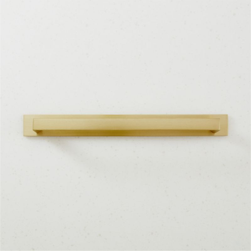 Damon Brushed Brass Handle with Back Plate 8" + Reviews | CB2 | CB2