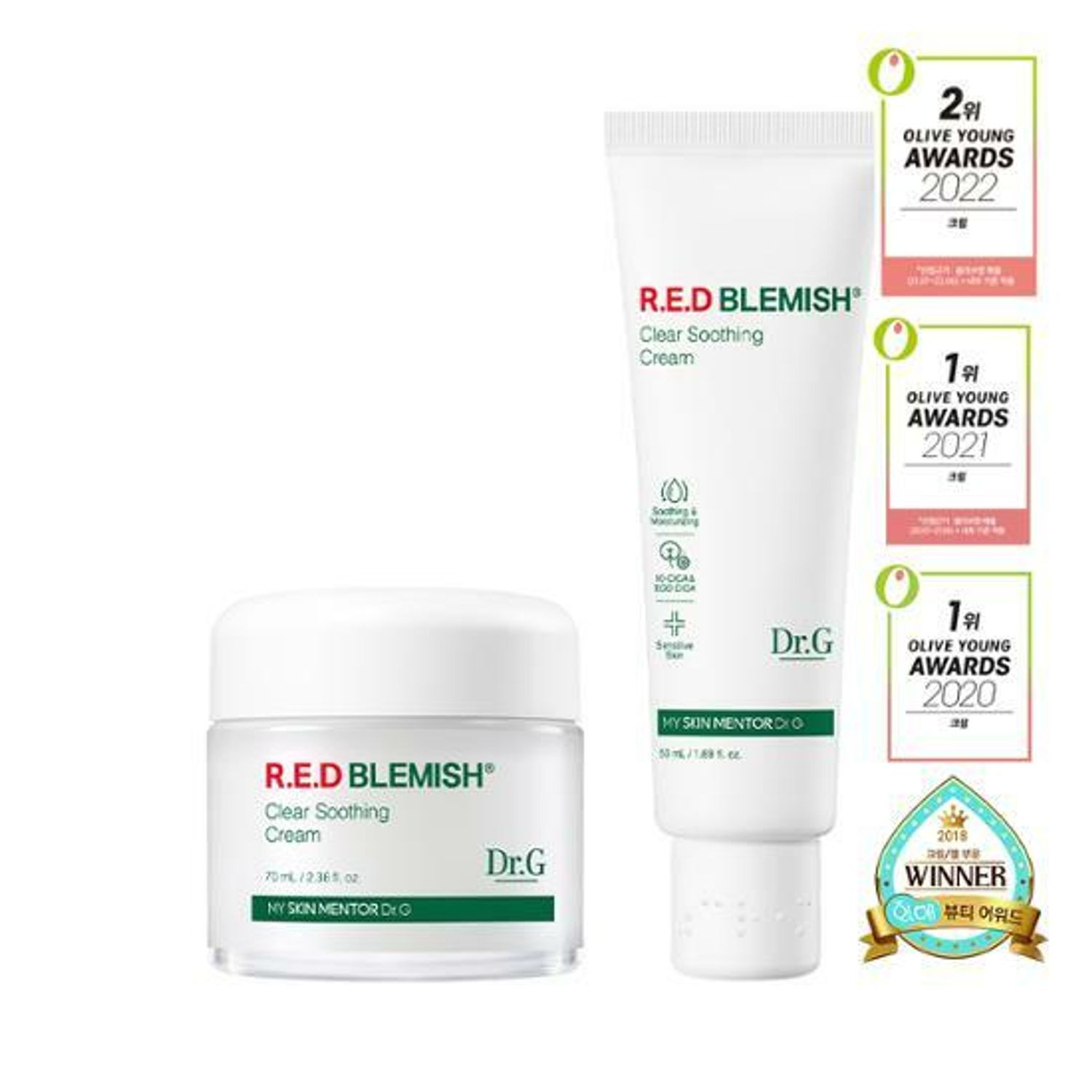 Dr.G Red Blemish Clear Soothing Cream 70mL+50mL Refill Set | Olive Young Global