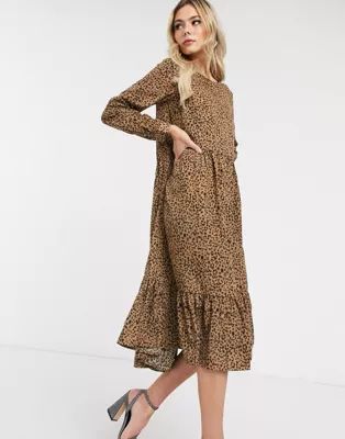 Never Fully Dressed trapeze maxi dress with ruffle hem in leopard print | ASOS US