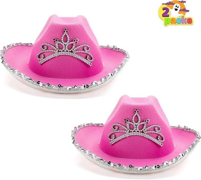Halloween Children's Pink Tiara Felt Cowboy Hats 2Packs For Halloween Costume Accessories Prop, R... | Amazon (US)