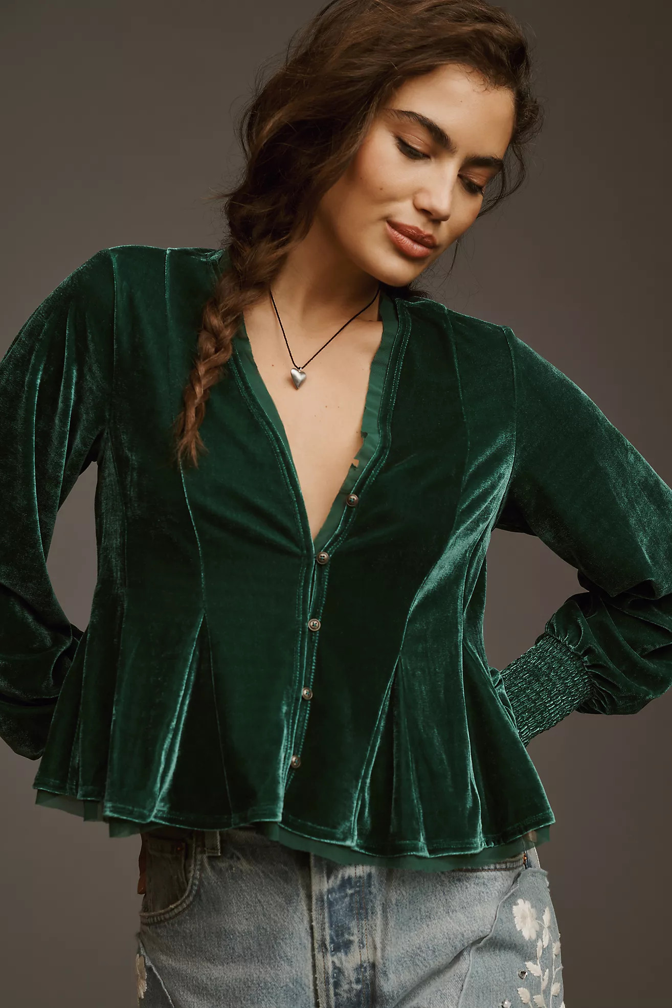 By Anthropologie Swing Velvet Peasant Top | Anthropologie (US)
