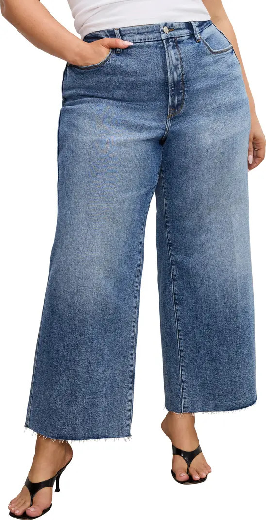Good American Good Skate Ankle Wide Leg Jeans | Nordstrom | Nordstrom