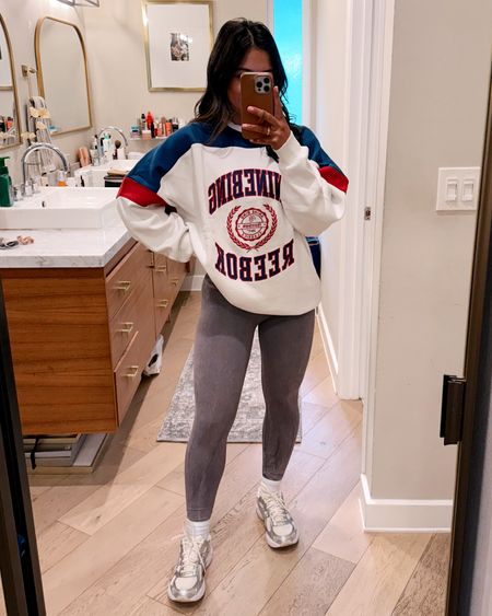 Weekend casual outfit for mommying and errands! Love this oversized sweatshirt from the Anine Bing X Reebok collab! Wearing a small! 


#LTKshoecrush #LTKstyletip #LTKfindsunder100