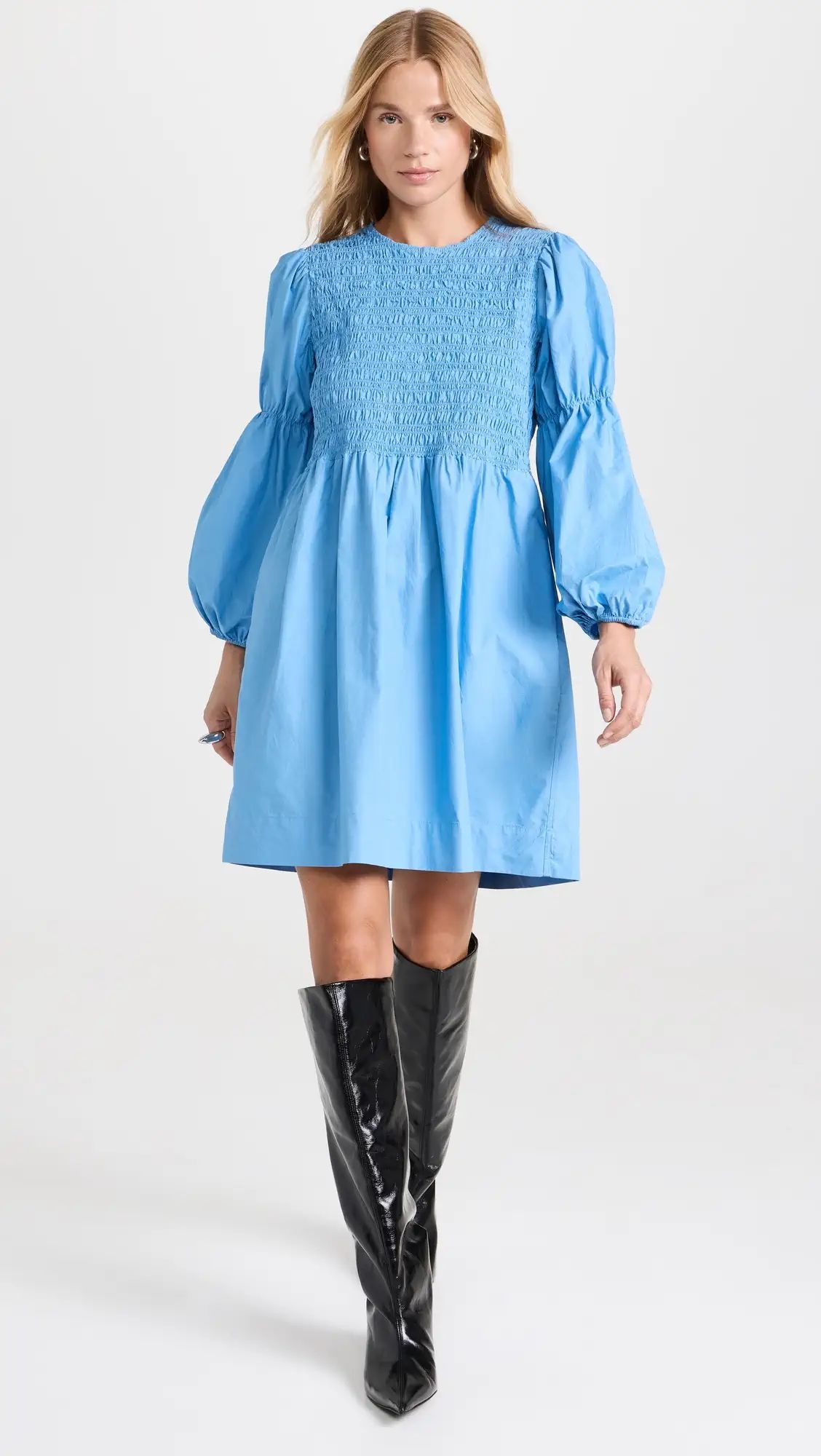 GANNI Cotton Poplin Mini Smock Dress | Shopbop | Shopbop