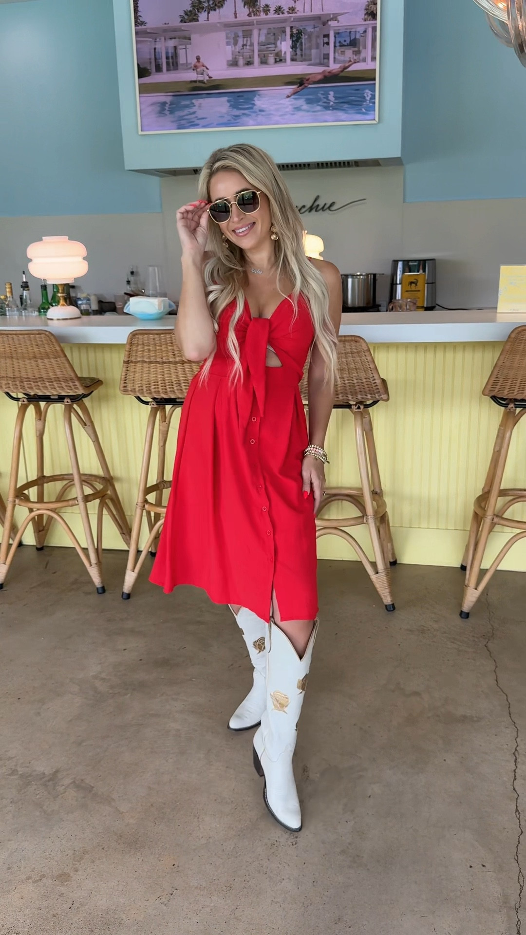Sundresses + Cowboy Boots ❤️ Welcome to Round Top, TX 

Also I know my bra is showing… won’t wear this one again, but this Amazon dress is too cute not to share.

Boots by #Frauleinbootcompany 

📍The Frenchie Boutique Hotel 

White cowboy boots, red dress, travel outfit, vacation outfit, country concert outfit 

#LTKTravel #LTKShoeCrush