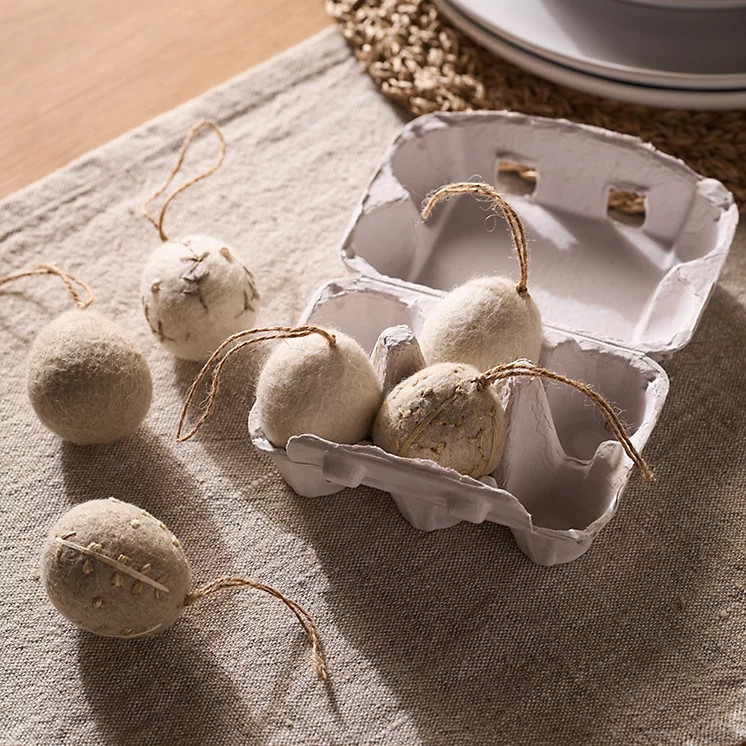 The White Company Mixed Felt Egg Decorations - Set of 6, Multi, Size: One Size | The White Company UK & ROW