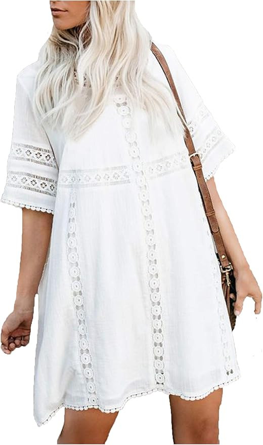 Wander Agio Womens Loose Cover up Beach Swimsuit Beach Bikini Coverups OneSize | Amazon (US)