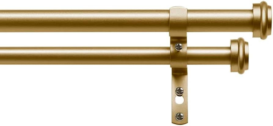 Exclusive Home Topper Double Curtain Rod and Finial Set, Gold, 66"-120" | Amazon (US)