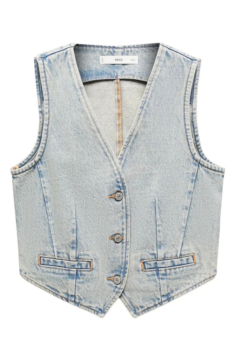 MANGO Taylor Crop Denim Vest | Nordstrom | Nordstrom