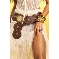 Womens Round Disc Buckle Belt - Brown - One Size | boohoo (US & Canada)