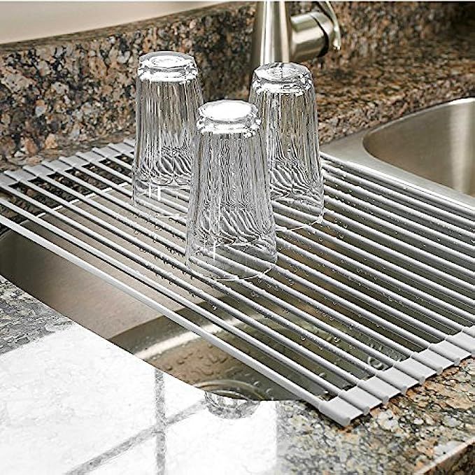 Surpahs Over The Sink Multipurpose Roll-Up Dish Drying Rack (Warm Gray, Large) | Amazon (US)