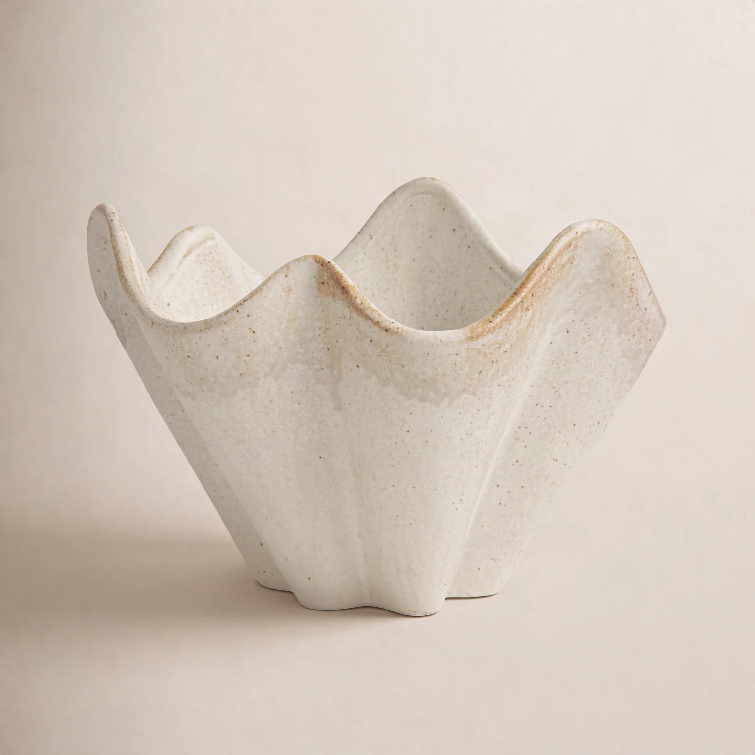 Arboles Round Stoneware Ruffled Bowl With Reactive Glaze | Wayfair North America