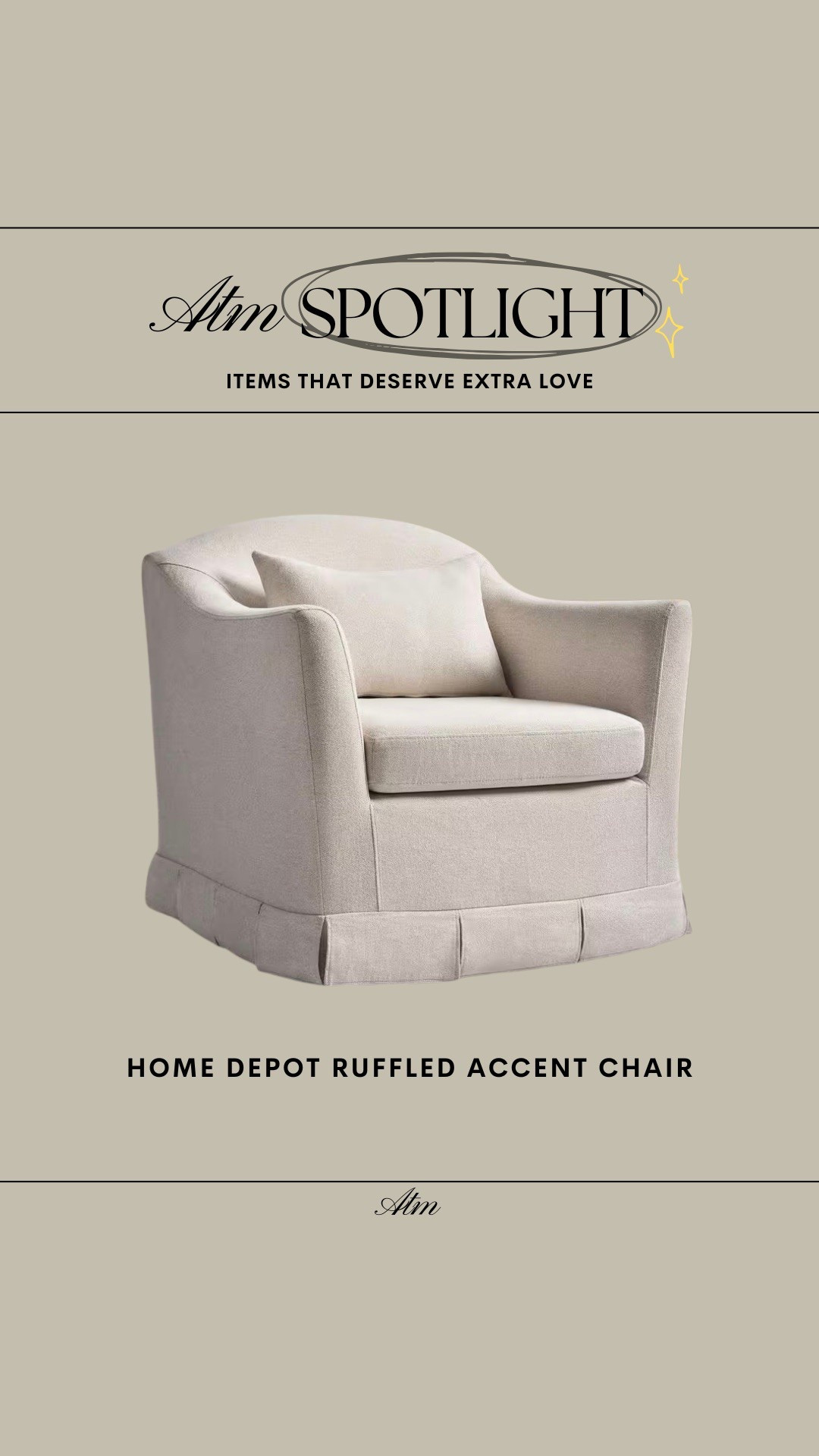 ATM Spotlight - Home Depot Slipcovered Ruffled Chair // under $500!

home depot, accent chair, ruffled accent chair, budget friendly home, affordable accent chair 

#LTKStyleTip #LTKHome #LTKSaleAlert