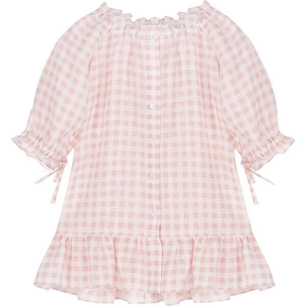 Linen Petit Dress Dress, Pink Vichy - Sleeper Dresses | Maisonette | Maisonette