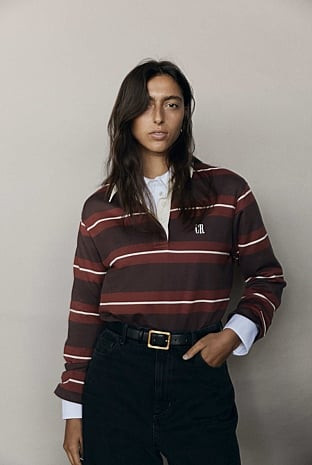 Australian Cotton Stripe Rugby Polo Sweat | Country Road