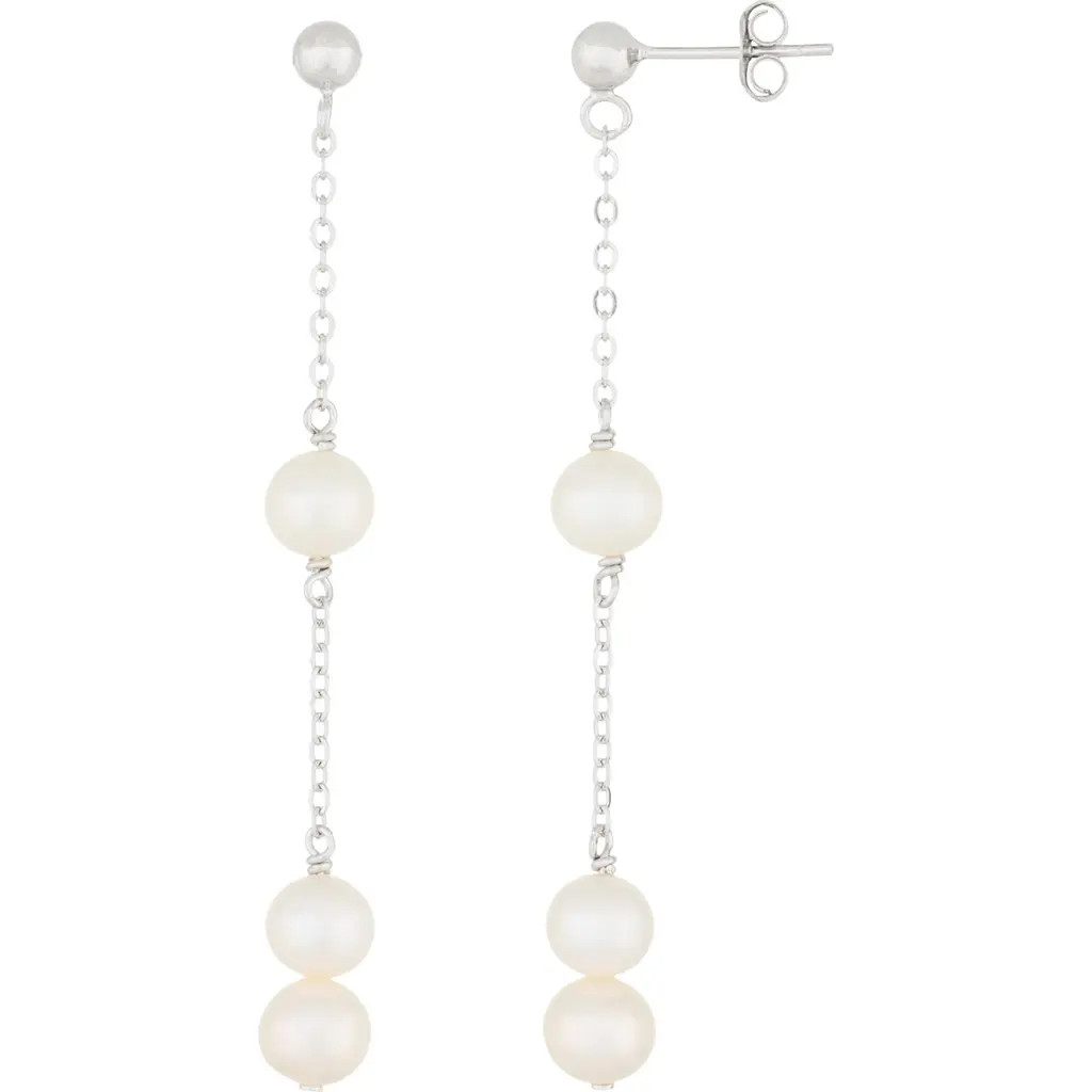 SPLENDID PEARLS 6-6.5mm White Round Freshwater Pearl Chain Drop Earrings in Natural White at Nordstrom Rack | Nordstrom Rack
