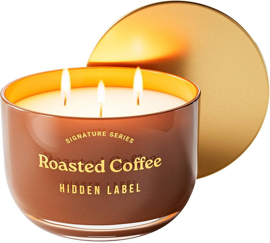 Roasted Coffee Scented Candle, 18oz Natural Soy Wax Non Toxic, 3-Wick Large Candles for Home, 75 ... | Amazon (US)