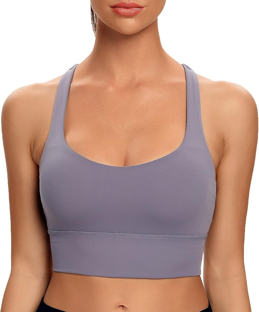 Lemedy Women Strappy Cross Back Yoga Workout Sports Bra Longline Crop Tank Top | Amazon (US)