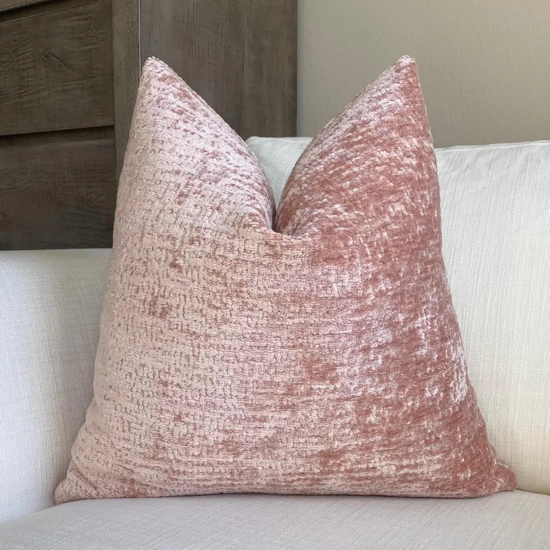 Solid Light Pink Chenille Throw Pillow Cover, Cover Only - Etsy | Etsy (Global)