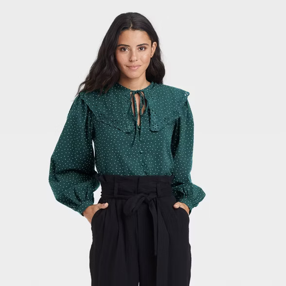 Women's Flounce Long Sleeve Blouse - A New Day™ | Target