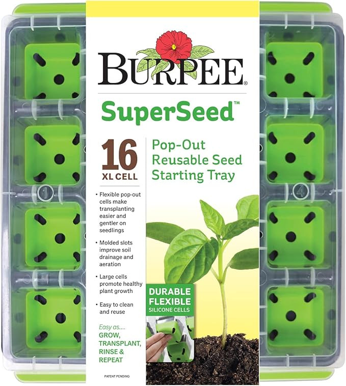 Burpee SuperSeed Seed Starting Tray | 16 XL Cell | Seed Starter Tray | Reusable & Dishwasher Safe... | Amazon (US)