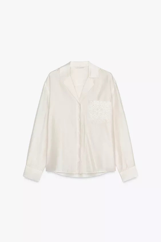 ZARA WOMAN COLLECTIONLyocell shirt. Featuring a lapel collar, long sleeves with cuffs, a patch po... | Zara UK