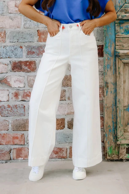 Lennon White Denim Wide Leg Jean | The Willow Tree