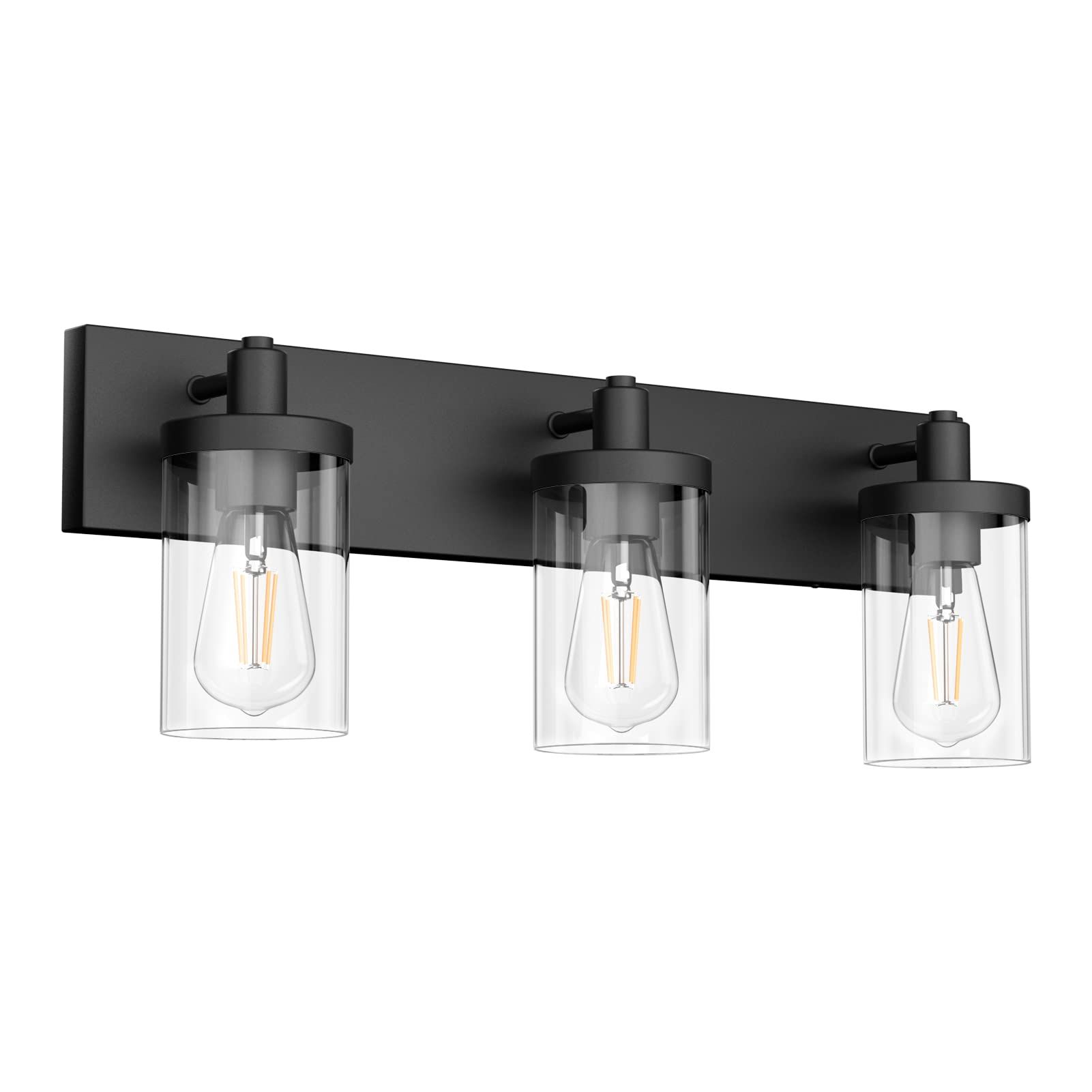 Aipsun Black Vanity Light for Bathroom 3 Light Farmhouse Bathroom Lights Fixtures Over Mirror with C | Amazon (US)