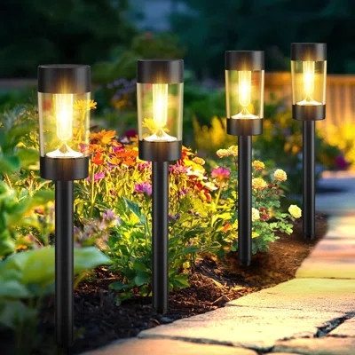 12 Pack Warm White Solar Pathway Lights - Waterproof Outdoor Landscape Lighting For Garden Yard Walkway Driveway Patio Decor | Wayfair North America