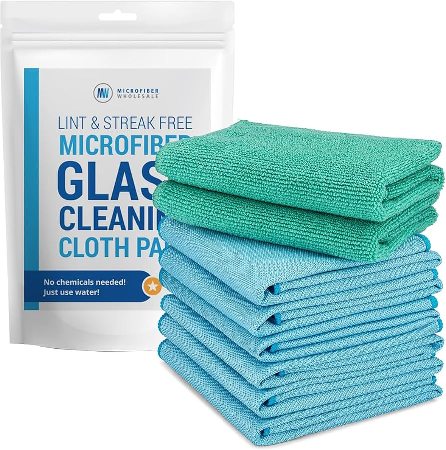 Claro 2 Step Glass Cleaning Cloth 8-Pack – Green Wet & Blue Dry Microfiber Towels Cleaning for ... | Amazon (US)