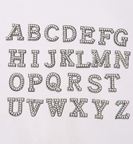 Alphabet Applique Patches Self-Adhesion with Rhinestones Pearls Directly Stick and Iron on Bag Decor | Amazon (US)