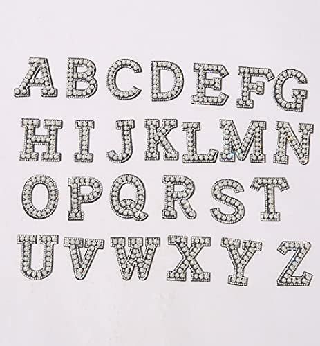 Alphabet Applique Patches Self-Adhesion with Rhinestones Pearls Directly Stick and Iron on Bag Decor | Amazon (US)