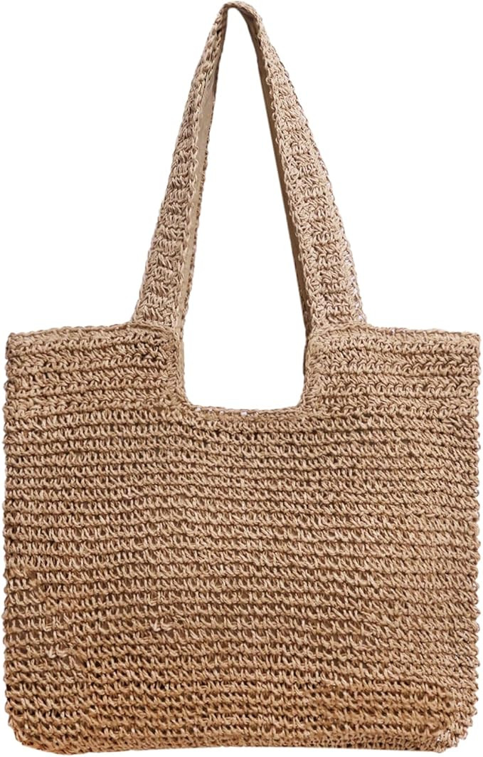 Straw Beach Bag The Tote Bag for Women Summer Rattan Bag for Vacation Wicker Woven Weekender Bags | Amazon (US)