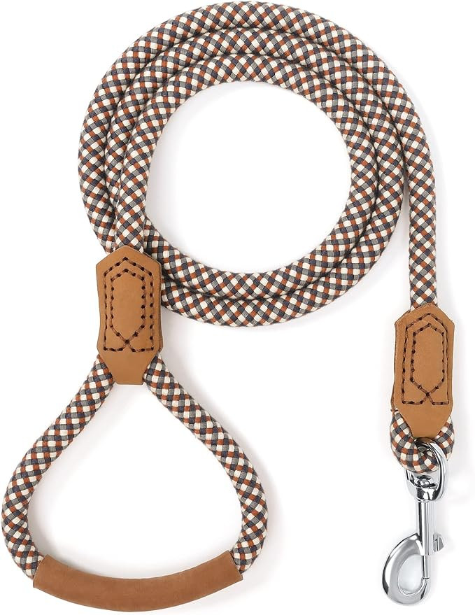 Mile High Life | Premium Leather Dog Leash | Strong Rope Leash | Leather Handle | Zinc Alloy Stro... | Amazon (US)