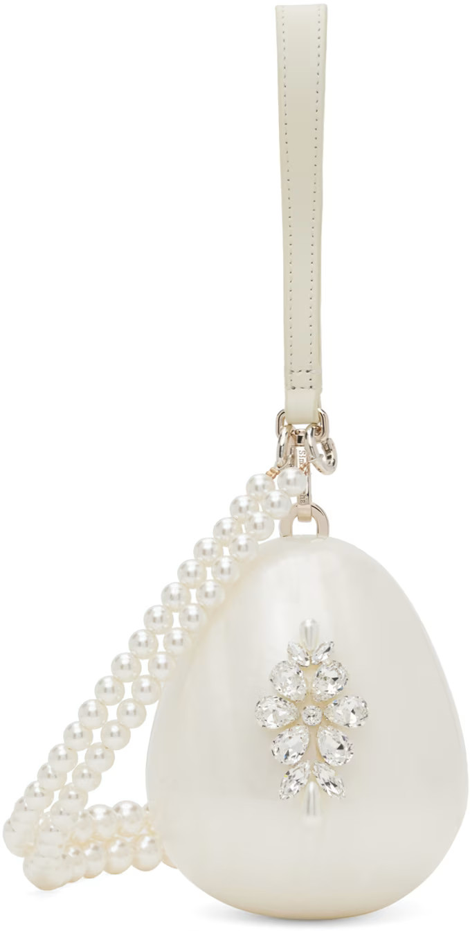 Off-White Embellished Micro Pearl Egg Bag | SSENSE