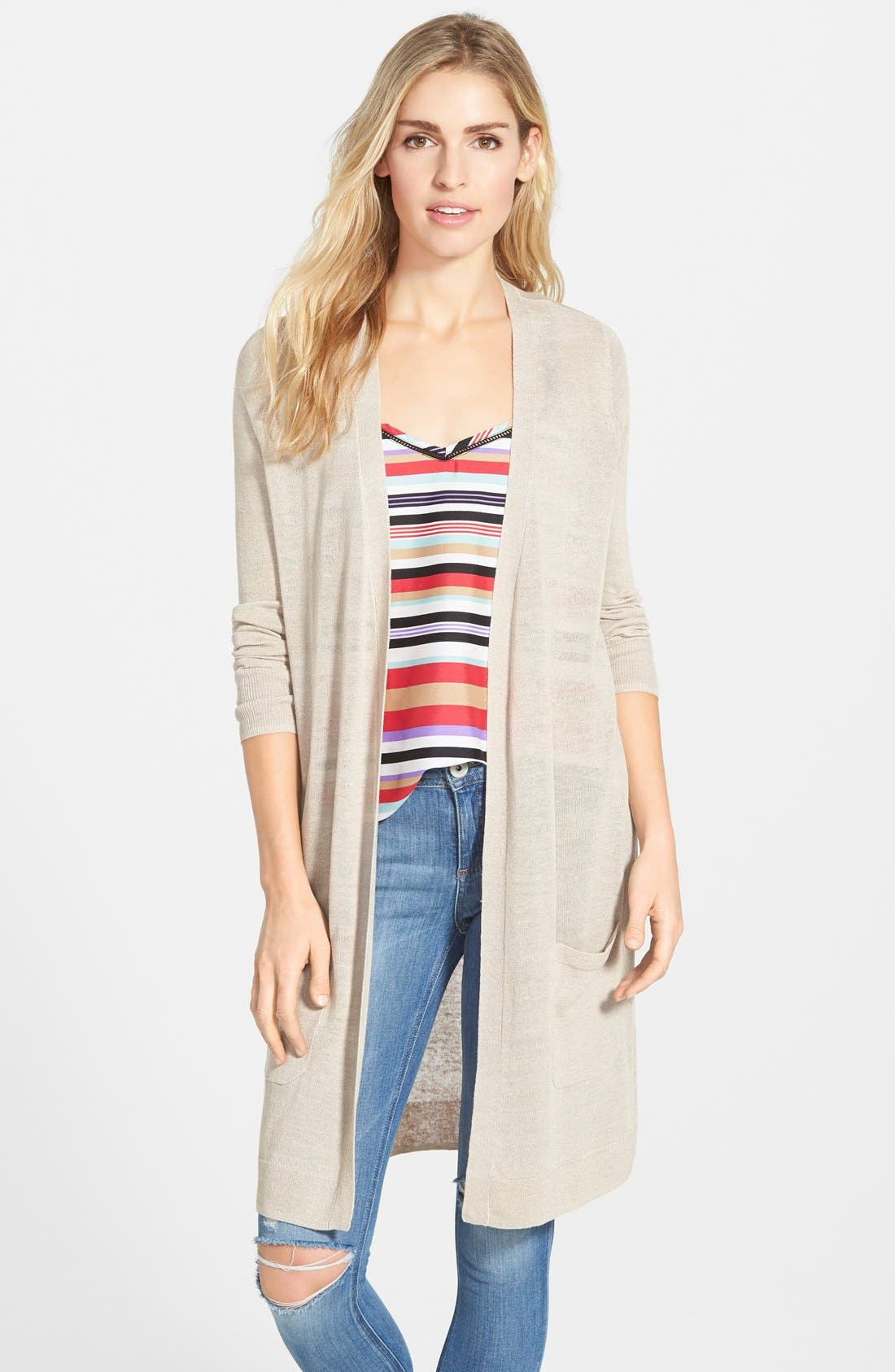 Long Linen Blend Cardigan | Nordstrom