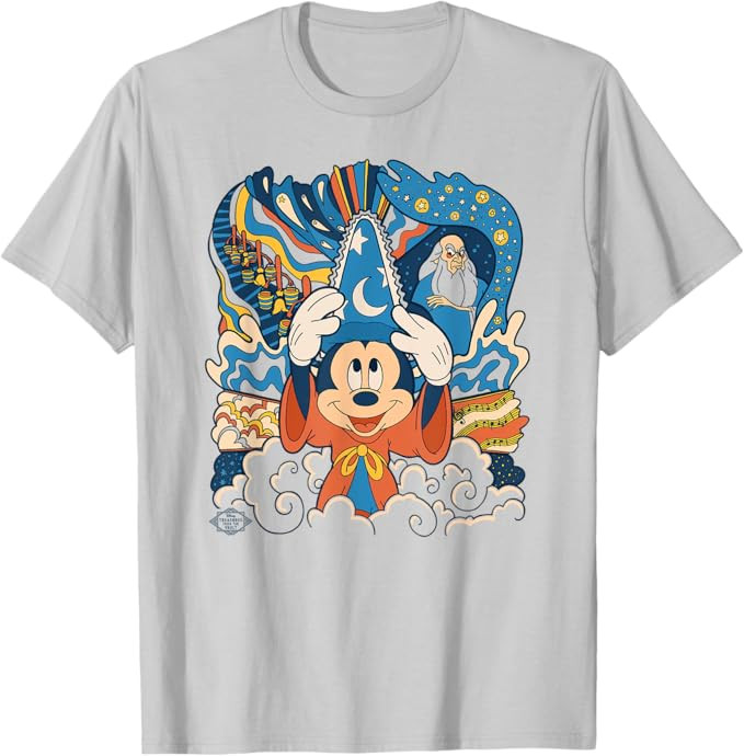 Disney Fantasia Mickey Mouse Sorcerer’s Apprentice Retro T-Shirt | Amazon (US)
