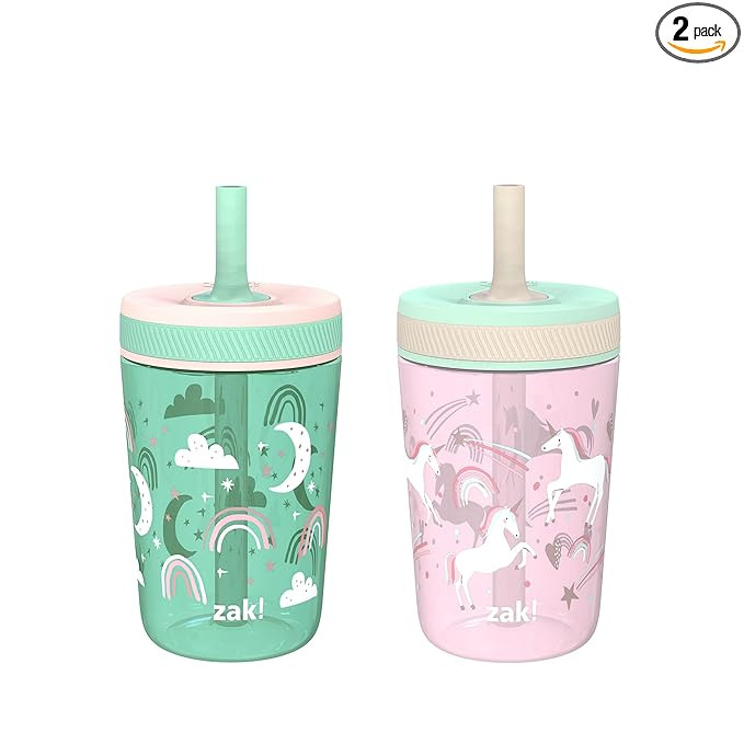 Zak Designs Kelso Toddler Cups For Travel or At Home, 15oz 2-Pack Durable Plastic Sippy Cups With... | Amazon (US)