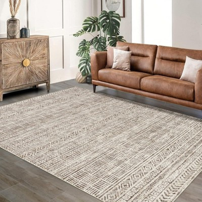 Area Rug For Living Room Textured Design Non Slip Rug Low-Pile Soft Bedroom Rug Stain Resistant Carpet, Beige 9'x12' | Target