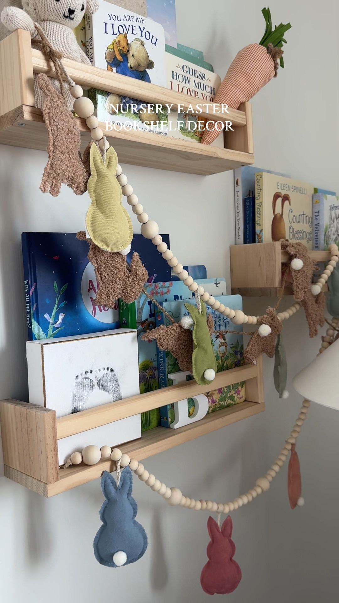 Nursery bookshelf decor for spring/easter! Linking some similar as mine were bought in store.

#LTKFamily #LTKKids #LTKBaby