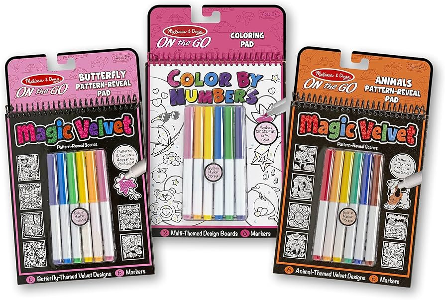 Melissa & Doug Color by Numbers and Magic Velvet Activity Pad 3-Pack (Unicorns, Butterflies, Pupp... | Amazon (US)
