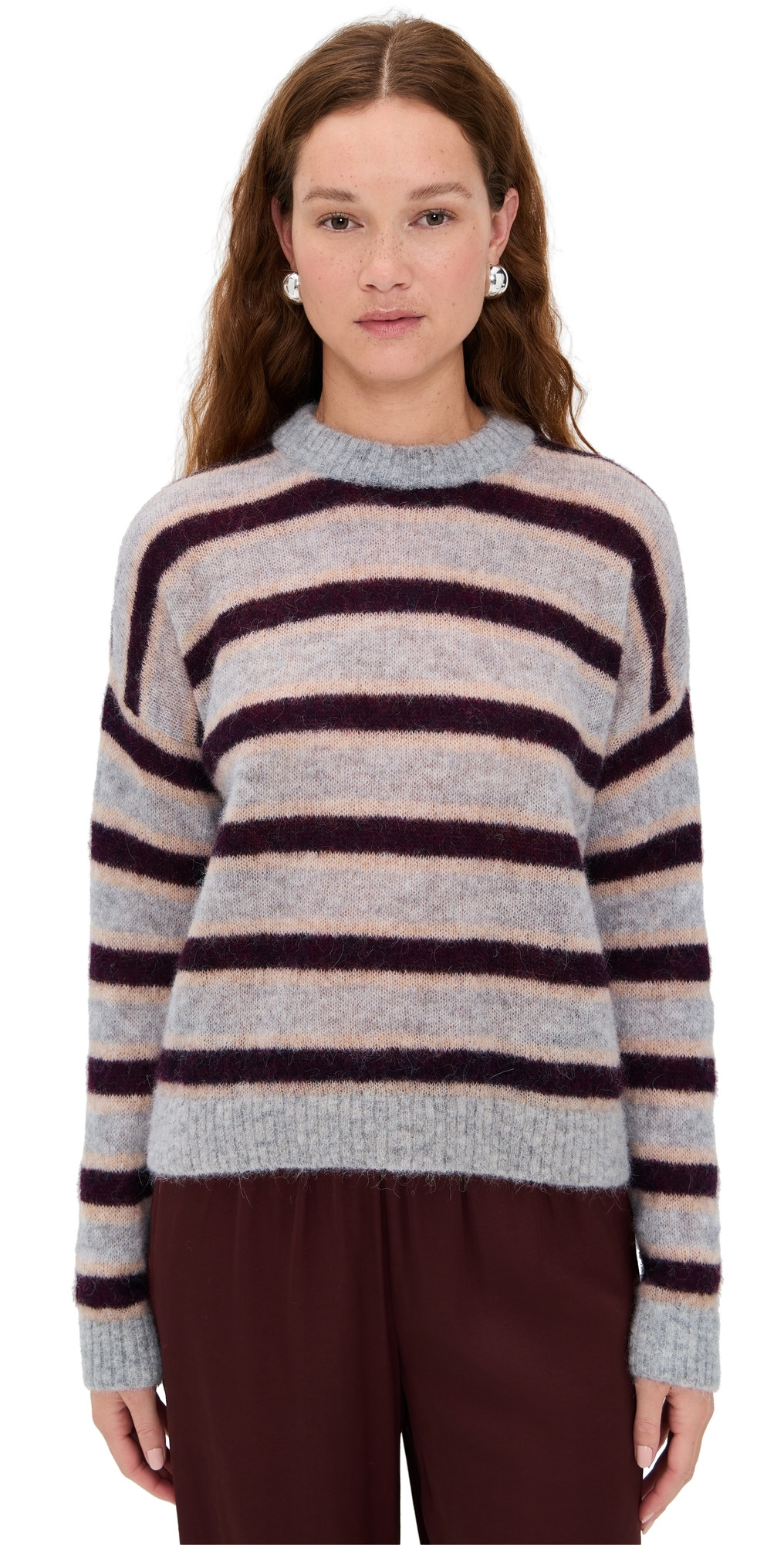Madewell Striped Pullover Sweater in Alpaca Blend Black Iris Trio XXL | Shopbop
